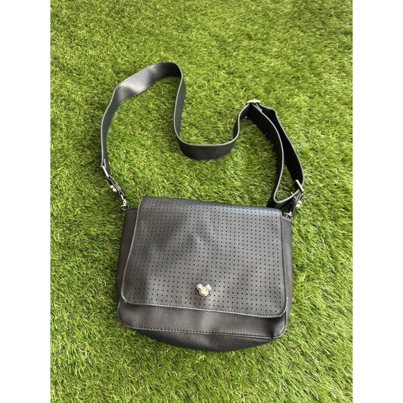 Disney Mickey Mouse Purse Black Adjustable Crossbody Bag Pin Trading Retired - Picture 1 of 8